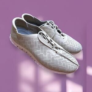 ZeroGrand by Cole Haan Light Gray Suede Eyelet Oxford Sneakers Size 9